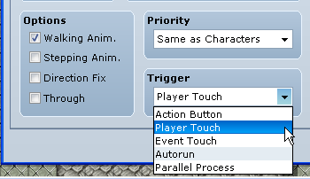 Select 'Player Touch' from the Trigger dropdown list.